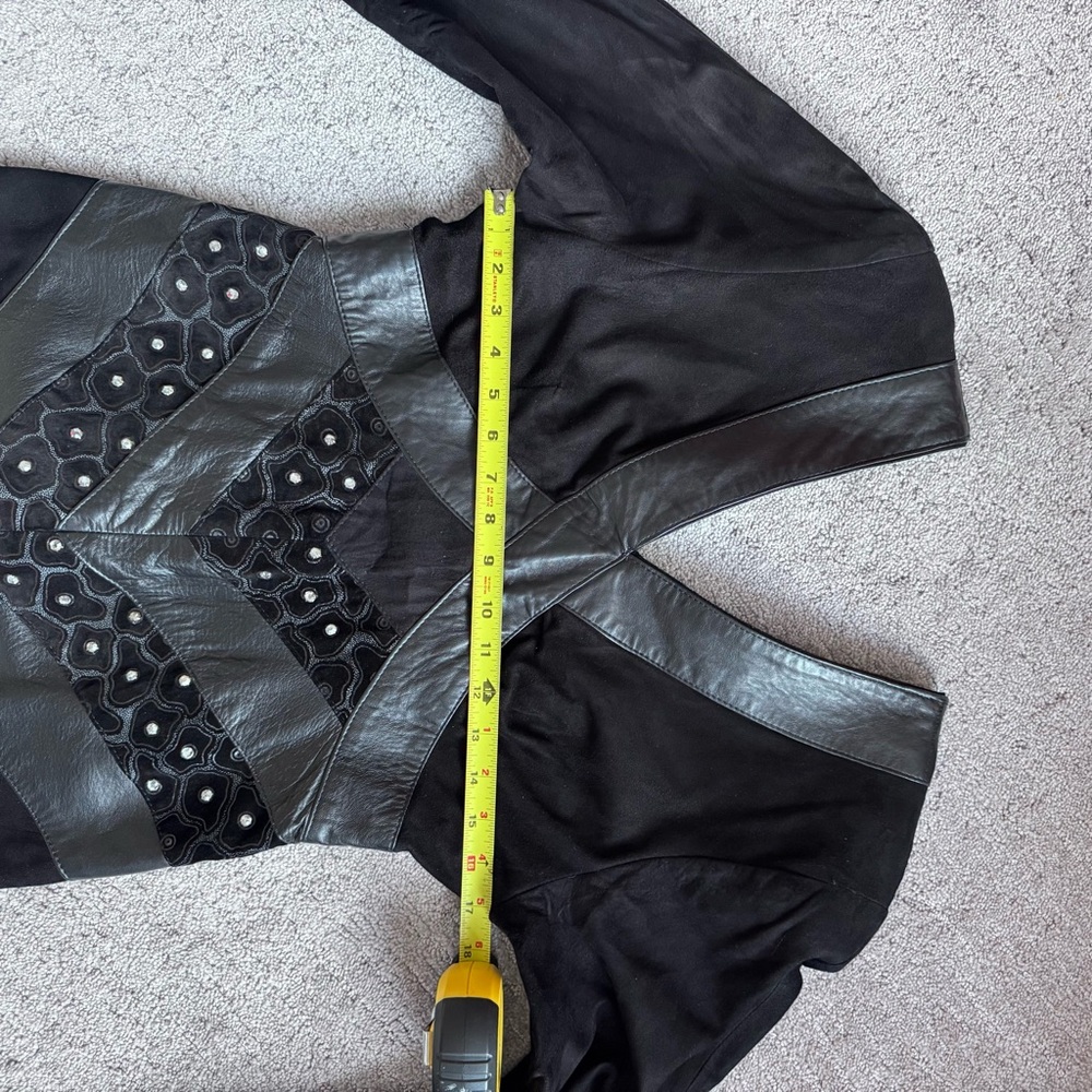 Vintage 1980s EREZ Leather Panel Evening Dress • Black Suede & Velvet • S/M - Picture 14 of 15